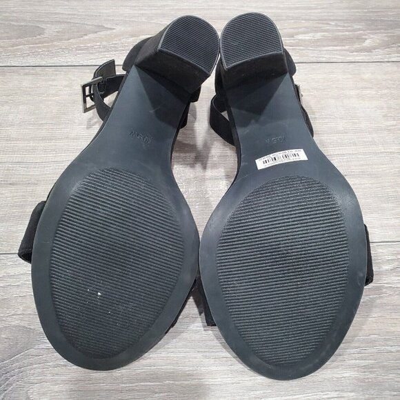 Torrid Womens Sz 10.5W Black Block Heels Open Toe Ankle Straps Suede 4 Inch Heel - Picture 9 of 13